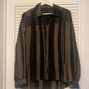 Trouvé silk shirt bottom down black and brown sz L